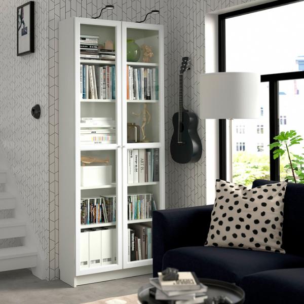 Шкаф Ikea Billy/Oxberg 202 x 80 x 30см / Стекло / White photo 3 Шкаф Ikea Billy/Oxberg 202 x 80 x 30см / Стекло / White photo 3