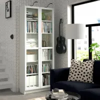 Dulap Ikea Billy/Oxberg 202 x 80 x 30 / Sticlă / White photo 3