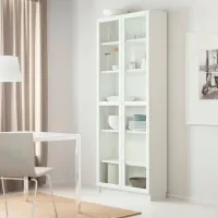 Dulap Ikea Billy/Oxberg 202 x 80 x 30 / Sticlă / White photo 5