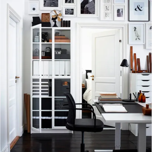 Шкаф Ikea Billy/Oxberg 202 x 80 x 30см / Стекло / White photo 6 Шкаф Ikea Billy/Oxberg 202 x 80 x 30см / Стекло / White photo 6