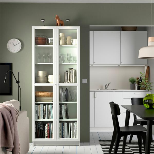Шкаф Ikea Billy/Oxberg 202 x 80 x 30см / Стекло / White photo 7 Шкаф Ikea Billy/Oxberg 202 x 80 x 30см / Стекло / White photo 7