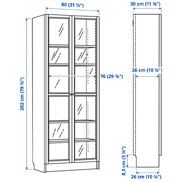 Шкаф Ikea Billy/Oxberg 202 x 80 x 30см / Стекло / White photo 8 Шкаф Ikea Billy/Oxberg 202 x 80 x 30см / Стекло / White photo 8