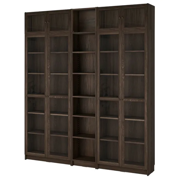 Dulap Ikea Billy/Oxberg 237 x 200 x 30 / MDF / Dark brown photo 1