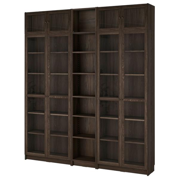 Dulap Ikea Billy/Oxberg 237 x 200 x 30 / MDF / Dark brown photo 1
