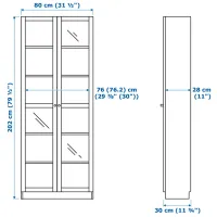 Шкаф Ikea Billy 202 x 80 x 30см / Стекло / Серый photo 5