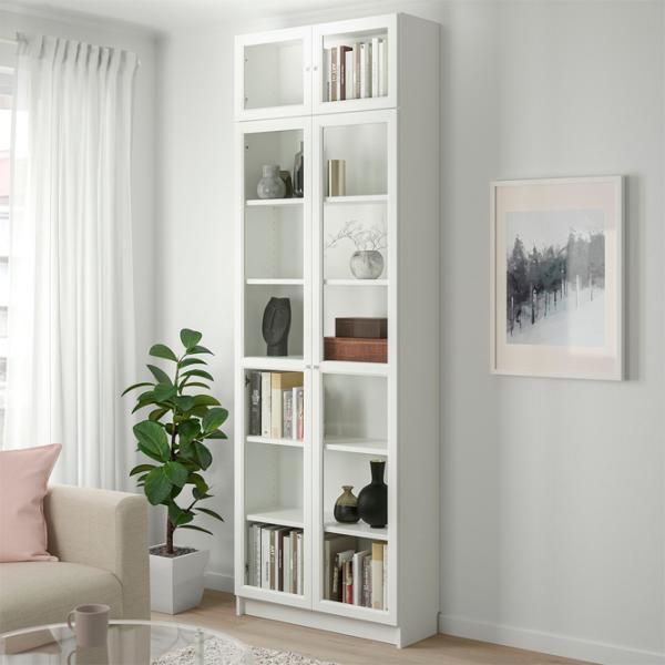 Dulap Ikea Billy/Oxberg 237 x 80 x 30 / Sticlă / White photo 2 Dulap Ikea Billy/Oxberg 237 x 80 x 30 / Sticlă / White photo 2