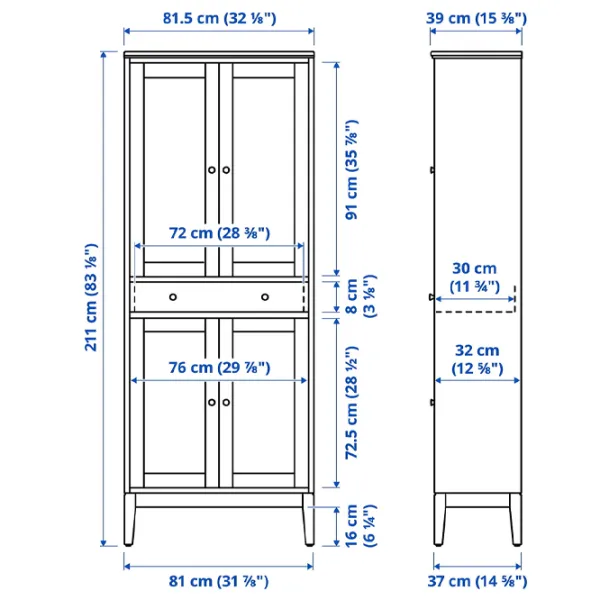 Витрина для гостиной Ikea Idanas ДСП / White photo 2