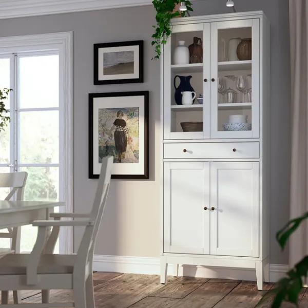 Витрина для гостиной Ikea Idanas ДСП / White photo 3