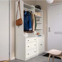 Шкаф для прихожей Ikea Hauga ДСП / White photo 2