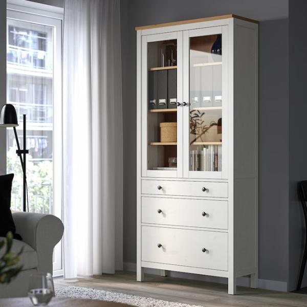 Витрина для гостиной Ikea Hemnes ДСП / White photo 2