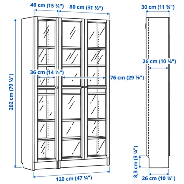 Шкаф Ikea Billy/Oxberg 202 x 120 x 30см / Стекло / White photo 5 Шкаф Ikea Billy/Oxberg 202 x 120 x 30см / Стекло / White photo 5