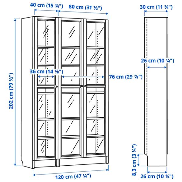 Шкаф Ikea Billy/Oxberg 202 x 120 x 30см / Стекло / White photo 5 Шкаф Ikea Billy/Oxberg 202 x 120 x 30см / Стекло / White photo 5