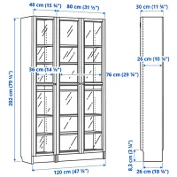Dulap Ikea Billy/Oxberg 202 x 120 x 30 / Sticlă / White photo 5