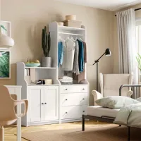 Шкаф для прихожей Ikea Hauga ДСП / White photo 3