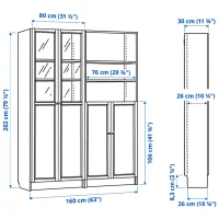 Dulap Ikea Billy/Oxberg 202 x 160 x 30 / MDF / White photo 6
