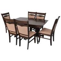 Обеденные стол со стульями Evelin HV-32V+6 Прямоугольная / Дерево / Chocolate