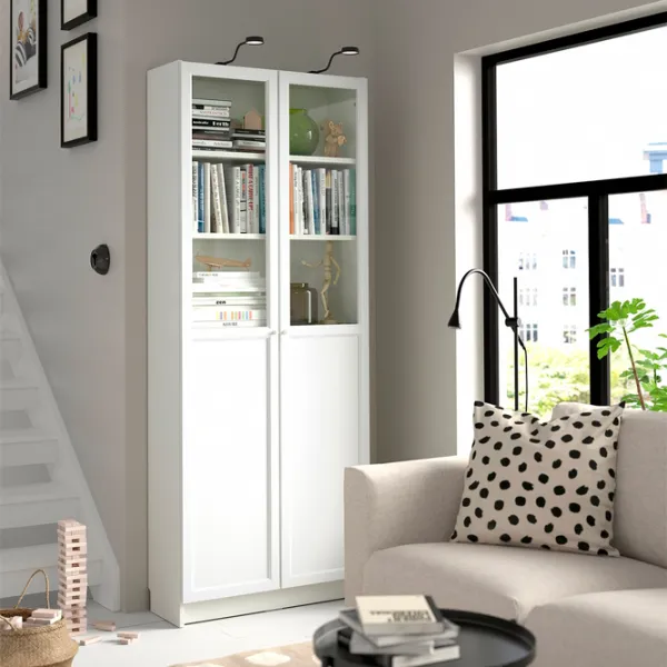 Dulap Ikea Billy  202 x 80 x 30 / Sticlă / White photo 2
