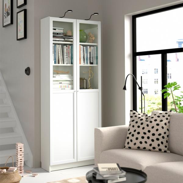 Dulap Ikea Billy  202 x 80 x 30 / Sticlă / White photo 2