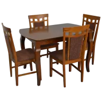 Set masă și scaune Evelin HV-29V Dreptunghiulară / Lemn / Brown