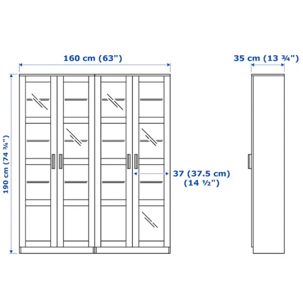 Dulap Ikea Brimnes 190 x 160 x 35 / Sticlă / White photo 4