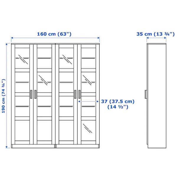 Dulap Ikea Brimnes 190 x 160 x 35 / Sticlă / White photo 4