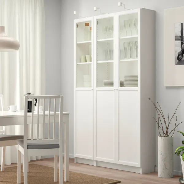 Шкаф Ikea Billy/Oxberg 202 x 120 x 30см / Стекло / White photo 2 Шкаф Ikea Billy/Oxberg 202 x 120 x 30см / Стекло / White photo 2