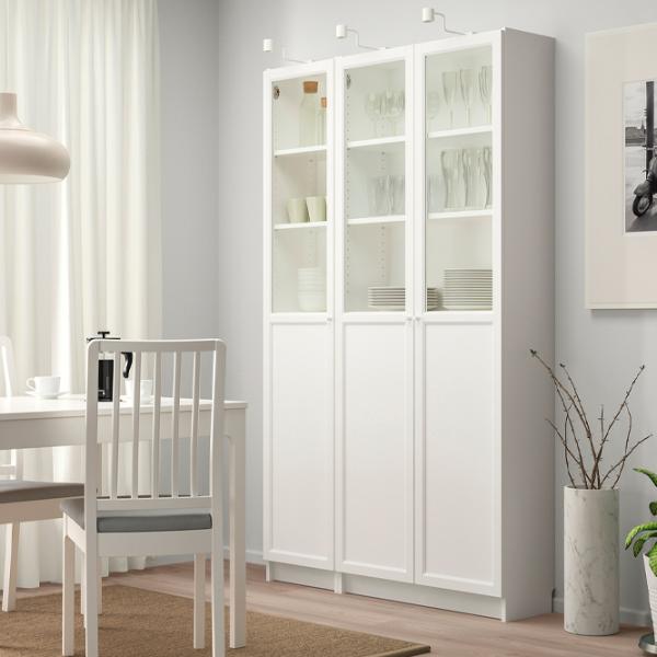 Шкаф Ikea Billy/Oxberg 202 x 120 x 30см / Стекло / White photo 2 Шкаф Ikea Billy/Oxberg 202 x 120 x 30см / Стекло / White photo 2