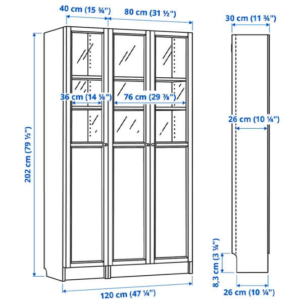 Шкаф Ikea Billy/Oxberg 202 x 120 x 30см / Стекло / White photo 6 Шкаф Ikea Billy/Oxberg 202 x 120 x 30см / Стекло / White photo 6
