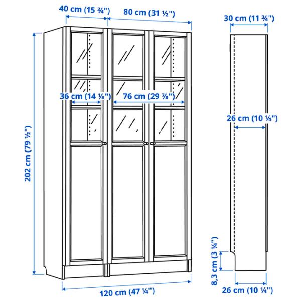 Шкаф Ikea Billy/Oxberg 202 x 120 x 30см / Стекло / White photo 6 Шкаф Ikea Billy/Oxberg 202 x 120 x 30см / Стекло / White photo 6