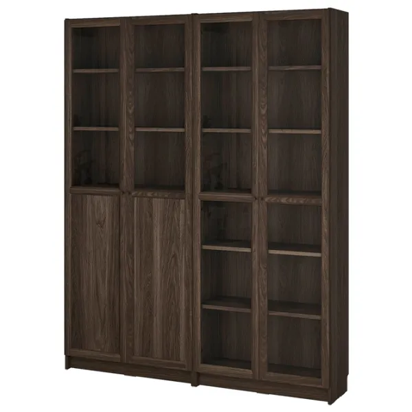Шкаф Ikea Billy/Oxberg 202 x 160 x 30см / МДФ / Темно коричневый photo 1