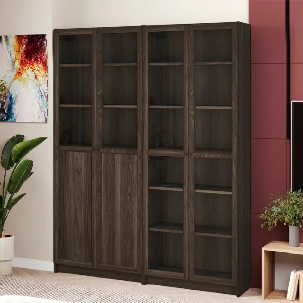 Шкаф Ikea Billy/Oxberg 202 x 160 x 30см / МДФ / Темно коричневый photo 2