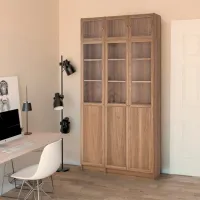 Dulap Ikea Billy/Oxberg 237 x 120 x 30 / Sticlă / Aspect stejar photo 6