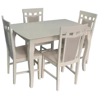 Set masă și scaune Evelin HV-29V Dreptunghiulară / Lemn / Cream