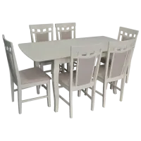 Set masă și scaune Evelin HV-29V+6 Dreptunghiulară / Lemn / Cream