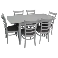 Set masă și scaune Evelin HV-29V+6 Dreptunghiulară / Lemn / White