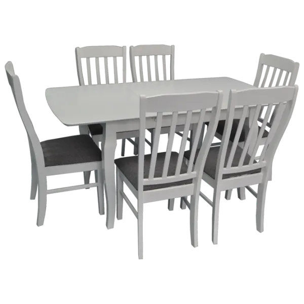 Обеденные стол со стульями Evelin HV-29V+6 Прямоугольная / Дерево / Белый photo 1