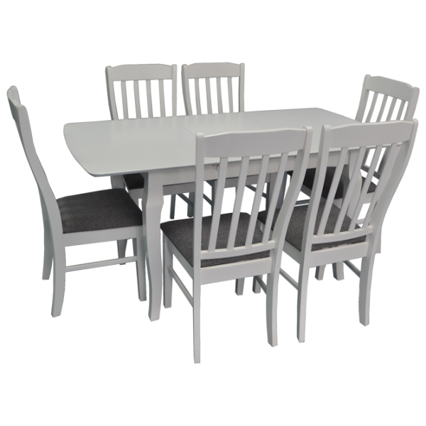 Обеденные стол со стульями Evelin HV-29V+6 Прямоугольная / Дерево / Белый photo 1