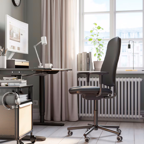 Fotoliu de birou Ikea Smorkull/Grasnas Stofă/ Dark Gray Black photo 6