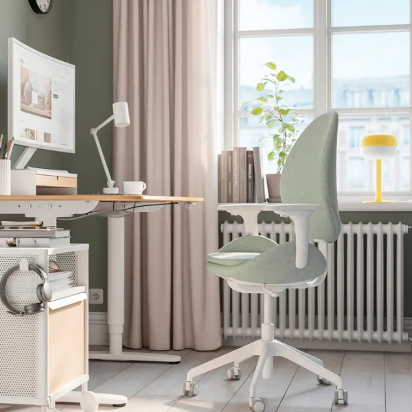 Fotoliu de birou Ikea Hattefjall/Gunnared Stofă/ Light green White photo 7
