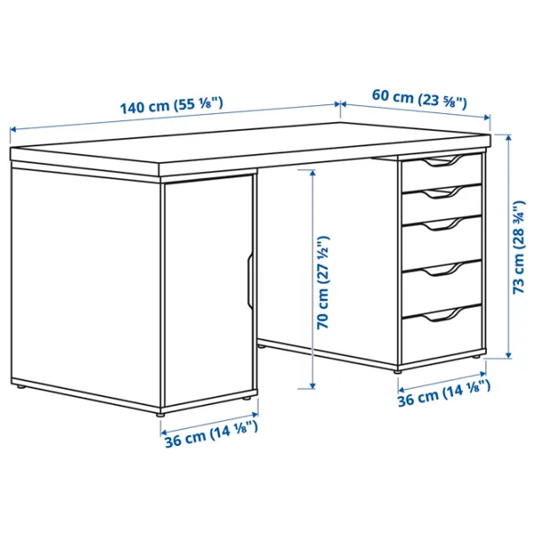 Masă de birou Ikea Mittcirkel/Alex PAL/ White photo 6