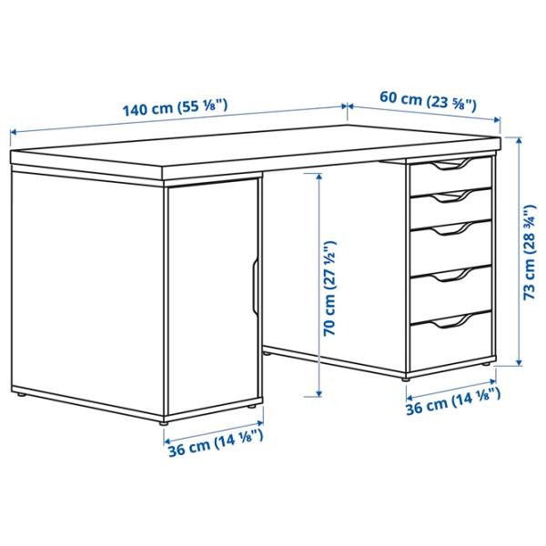 Masă de birou Ikea Mittcirkel/Alex PAL/ White photo 6