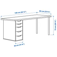 Masă de birou Ikea Mittcirkel/Alex PAL/ White photo 7