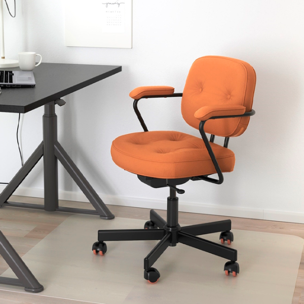 Fotoliu de birou Ikea Alefjall/Grann Piele artificială/ Orange Black photo 2