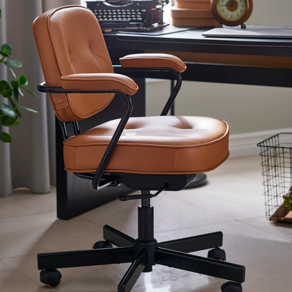 Fotoliu de birou Ikea Alefjall/Grann Piele artificială/ Orange Black photo 3