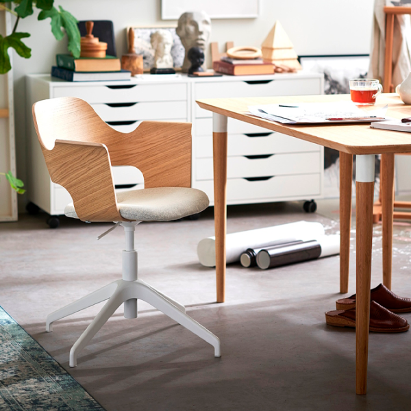 Fotoliu de birou Ikea Fjallberget/Gunnared Stofă/ Beige White photo 6