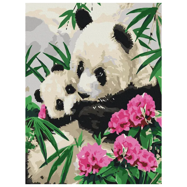 Pictură pe numere BrushMe Mamă panda cu puiul RBS51964 40 x 30 cm / Verticală photo 1