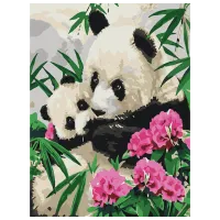 Pictură pe numere BrushMe Mamă panda cu puiul RBS51964 40 x 30 cm / Verticală
