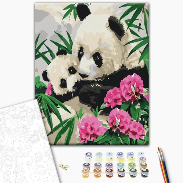 Pictură pe numere BrushMe Mamă panda cu puiul RBS51964 40 x 30 cm / Verticală photo 2