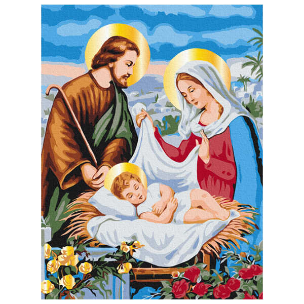 Pictură pe numere BrushMe Sfânta familie RBS53395 40 x 30 cm / Verticală photo 1