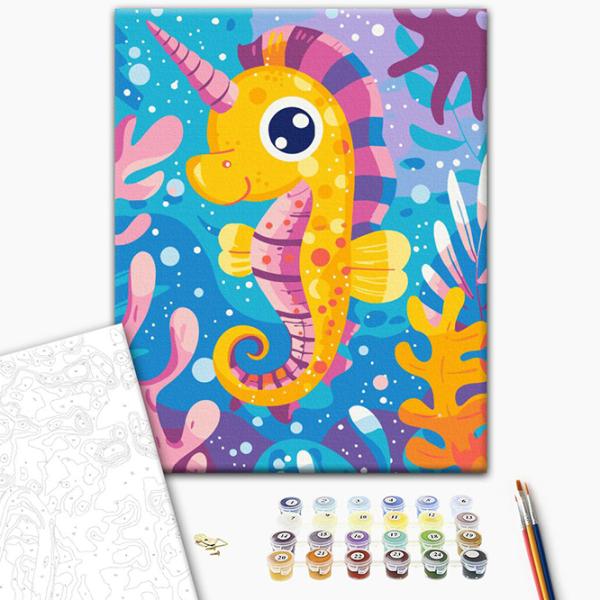 Pictură pe numere BrushMe Unicornul de mare KBS0156 40 x 30 cm / Verticală photo 2